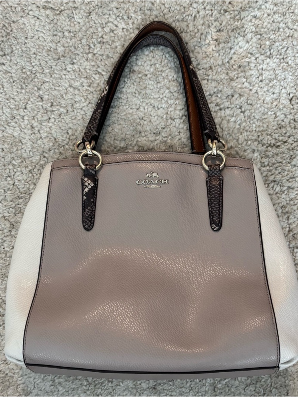 Coach Minetta Shoulder Bag in Exotic Trim Snake Leather